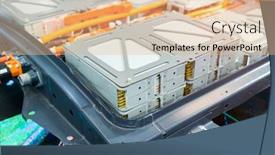  Presentation with electric car battery - Cool new PPT theme with electric-car-lithium-battery-pack backdrop and a coral colored foreground