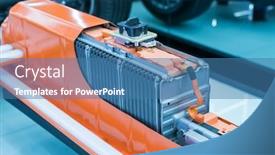  Presentation with electric car battery - Beautiful theme featuring electric-car-lithium-battery-pack backdrop and a teal colored foreground