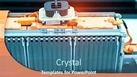  Presentation with electric car battery - Theme consisting of electric-car-lithium-battery-pack background and a ocean colored foreground