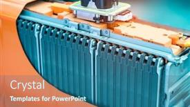  Presentation with electric car battery - Audience pleasing slides consisting of electric-car-lithium-battery-pack backdrop and a ocean colored foreground