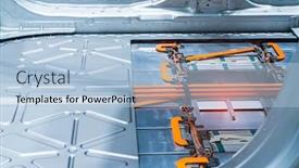  Presentation with electric car battery - Presentation theme featuring electric-car-lithium-battery-pack background and a light blue colored foreground