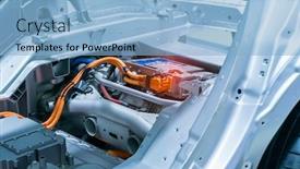  Presentation with electric car battery - Cool new slide set with electric-car-lithium-battery-pack backdrop and a light blue colored foreground