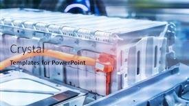  Presentation with electric car battery - Theme featuring electric-car-lithium-battery-pack background and a light blue colored foreground