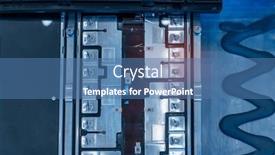  Presentation with electric car battery - Presentation theme consisting of electric-car-lithium-battery-pack background and a ocean colored foreground