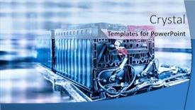  Presentation with electric car battery - Slide set with electric-car-lithium-battery-pack background and a light blue colored foreground