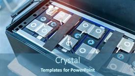 Presentation with electric car battery - Presentation theme with electric-car-lithium-battery-pack background and a ocean colored foreground