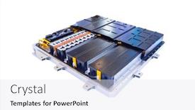  Presentation with electric car battery - Slide set with electric-car-lithium-battery-pack background and a white colored foreground