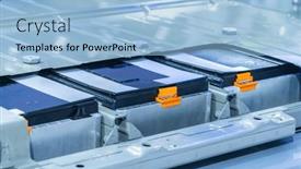  Presentation with electric car battery - Theme with electric-car-lithium-battery-pack background and a light blue colored foreground