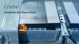  Presentation with electric car battery - Slides having electric-car-lithium-battery-pack background and a light blue colored foreground