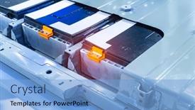  Presentation with electric car battery - Presentation theme featuring electric-car-lithium-battery-pack background and a light blue colored foreground