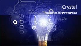  Presentation with ideas - Beautiful slide deck featuring electric diagram - innovative technology ideas mixed media backdrop and a navy blue colored foreground