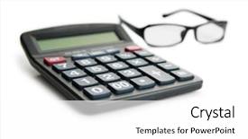  Presentation with business calculator - Slides with electric divice - business concept with accounting calculator background and a  colored foreground