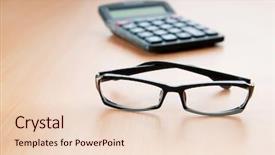  Presentation with business calculator - Audience pleasing slides consisting of electric divice - business concept with accounting calculator backdrop and a  colored foreground