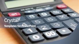  Presentation with business calculator - Slide deck featuring electric divice - business concept with accounting calculator background and a ocean colored foreground
