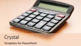  Presentation with business calculator - Cool new presentation theme with electric divice - business concept with accounting calculator backdrop and a lemonade colored foreground