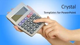  Presentation with hand holding colorful brain sketch - Audience pleasing PPT theme consisting of electric divice - hand holding calculator on white backdrop and a  colored foreground