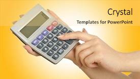  Presentation with hand holding colorful brain sketch - Cool new PPT theme with electric divice - hand holding calculator on white backdrop and a  colored foreground