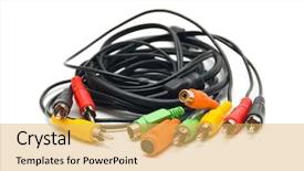  Presentation with color - Presentation with electric divice - many color cord on white background and a yellow colored foreground