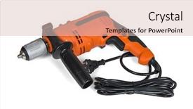  Presentation with modern electric iron isolated - Beautiful PPT layouts featuring electric drill isolated on white backdrop and a lemonade colored foreground