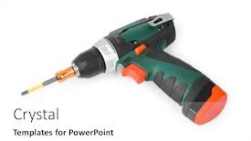  Presentation with drill - Beautiful presentation design featuring electric-drill-or-screwdriver-isolated backdrop and a white colored foreground