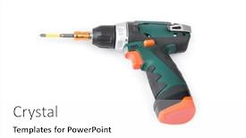  Presentation with drill - Slide set enhanced with electric-drill-or-screwdriver-isolated background and a white colored foreground