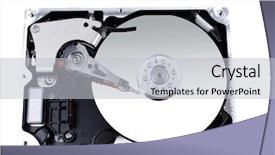  Presentation with cd rom drive cd - Cool new presentation with electric drives - real open hard drive isolated backdrop and a light gray colored foreground