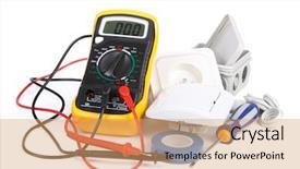  Presentation with apartment - Colorful PPT theme enhanced with electric equipment for apartment repair on a white background backdrop and a yellow colored foreground