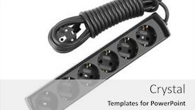  Presentation with electric cable - PPT layouts with electric-extender-cable-isolated background and a light gray colored foreground