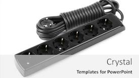  Presentation with electric cable - Presentation theme consisting of electric-extender-cable-isolated background and a light gray colored foreground
