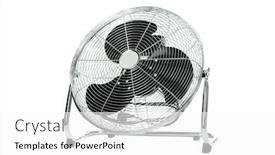  Presentation with electric fan - Slides with electric fan isolated on the white background background and a white colored foreground