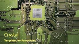  Presentation with blue circuit board solderings - Presentation design having electric grid - green circuit board background and a  colored foreground