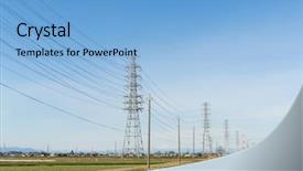  Presentation with high voltage - PPT theme with electric grid - high voltage lines background and a light blue colored foreground