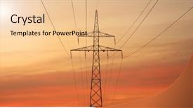  Presentation with electric poles - PPT theme consisting of electric grid - sunny power - electricity poles background and a lemonade colored foreground