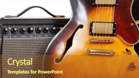  Presentation with bass guitar - Slides having electric guitar and amplifier background and a tawny brown colored foreground