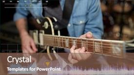  Presentation with frequency - Cool new slide set with electric guitar and sound frequency backdrop and a tawny brown colored foreground