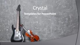  Presentation with electric guitar - Beautiful presentation theme featuring electric guitar and violin backdrop and a gray colored foreground