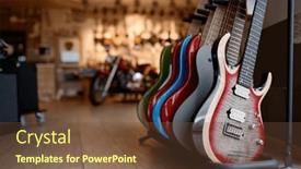  Presentation with instrument - PPT theme having electric-guitar-display-at-studio background and a  colored foreground