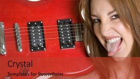  Presentation with electric guitar - Slide set consisting of electric guitar girl background and a red colored foreground