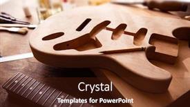  Presentation with electric guitar - Slide set consisting of electric-guitar-making-guitar-work background and a tawny brown colored foreground