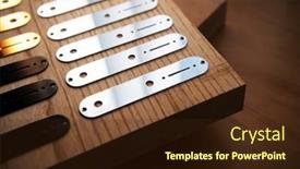  Presentation with parts - Colorful presentation design enhanced with electric-guitar-metal-parts backdrop and a wine colored foreground