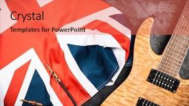  Presentation with engeneering robot electric - Slides featuring electric guitar on grey background background and a coral colored foreground