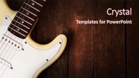  Presentation with electric guitar - Amazing theme having electric guitar on wooden background backdrop and a wine colored foreground