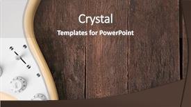  Presentation with electric guitar - PPT layouts consisting of electric guitar on wooden background background and a tawny brown colored foreground