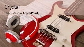  Presentation with bass guitar - Amazing theme having electric guitar with headphones backdrop and a lemonade colored foreground