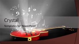  Presentation with electric guitar - Beautiful presentation theme featuring electric guitar with music notes backdrop and a light gray colored foreground