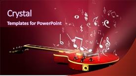  Presentation with electric guitar - PPT theme having electric guitar with music notes background and a violet colored foreground