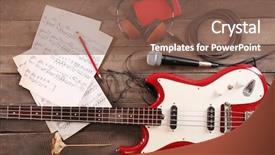  Presentation with bass guitar - PPT layouts with electric guitar with notes microphone background and a violet colored foreground