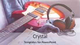  Presentation with electric guitar - Colorful slides enhanced with electric guitar with notes backdrop and a light gray colored foreground