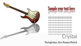  Presentation with electric guitar - Slides enhanced with electric guitar with reflection isolated on white background background and a white colored foreground
