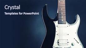  Presentation with electric guitar - Presentation design with electric guitar background and a navy blue colored foreground